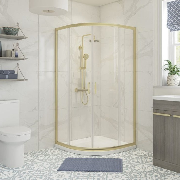 Aria 800mm 2 Door Quadrant Brushed Brass Shower Enclosure