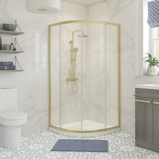 aria 800mm 2 door quadrant brushed brass shower enclosure, Alessio, brushed-brass, Quadrant Shower Enclosures, Shower Enclosures, 1