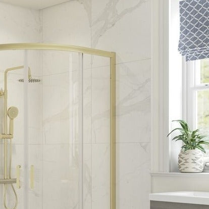 Aria 800mm 2 Door Quadrant Brushed Brass Shower Enclosure