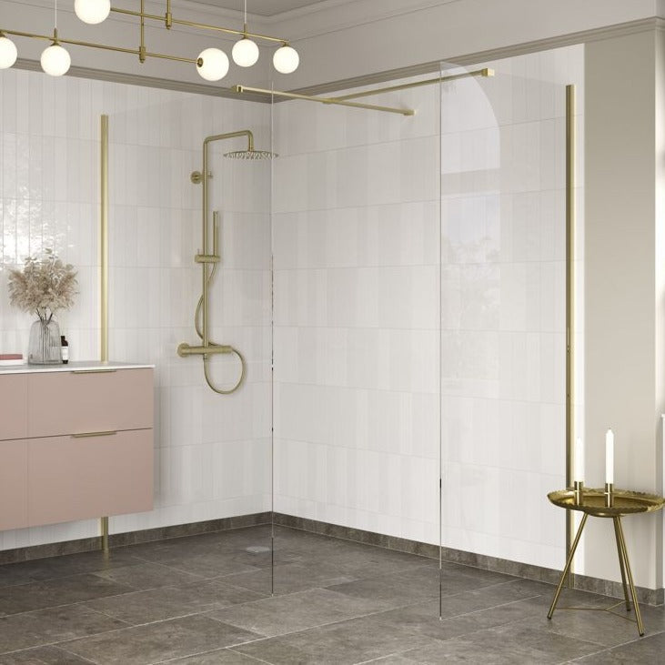 Rosa 800mm Brushed Brass Wetroom Panel & 700mm Side Panel