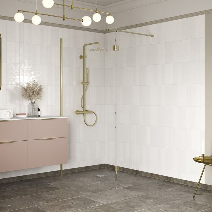 Rosa 760mm Brushed Brass Wetroom Panel & 300mm Splash Panel