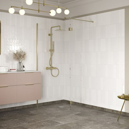 Rosa 500mm Brushed Brass Wetroom Panel & 300mm Splash Panel