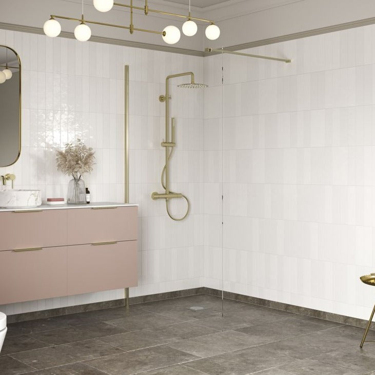 Rosa 800mm Brushed Brass Wetroom Panel