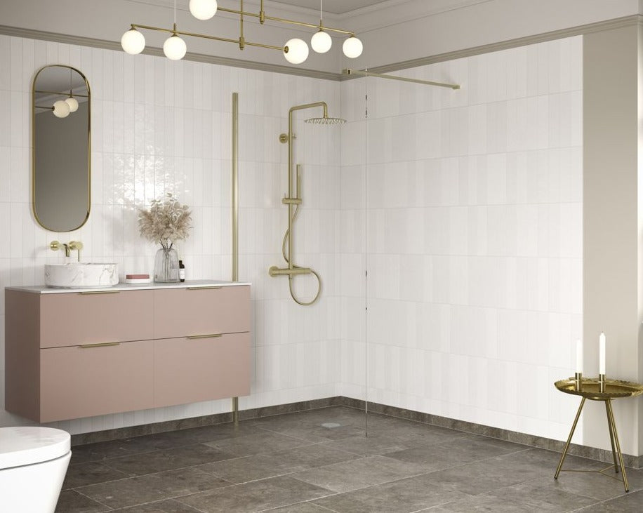 Rosa 800mm Brushed Brass Wetroom Panel