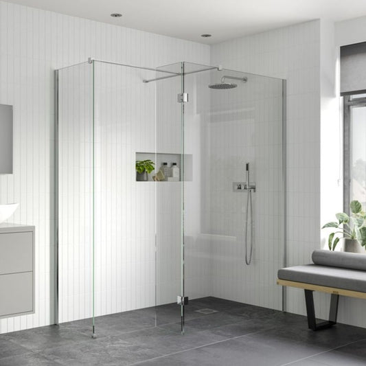 rosa 1200mm wetroom panel 300mm rotatable panel 900mm side panel support bar, Alessio, Chrome, Shower Enclosures, Walk In Shower Enclosures, 1