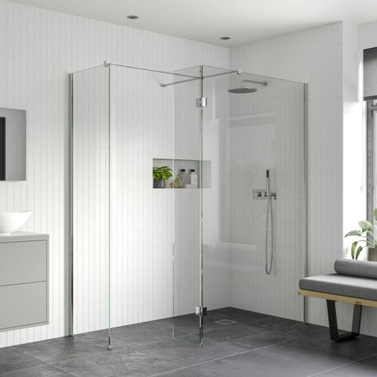rosa 800mm wetroom panel 300mm rotatable panel 900mm side panel support bar, Alessio, Chrome, Shower Enclosures, Walk In Shower Enclosures, 1