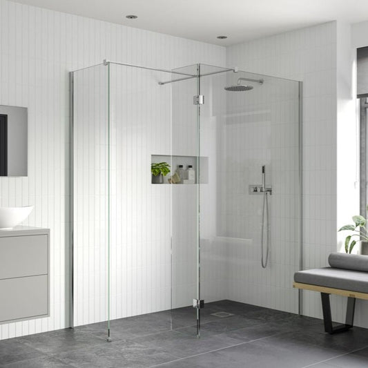rosa 1000mm wetroom panel 300mm rotatable panel 800mm side panel support bar, Alessio, Chrome, Shower Enclosures, Walk In Shower Enclosures, 1