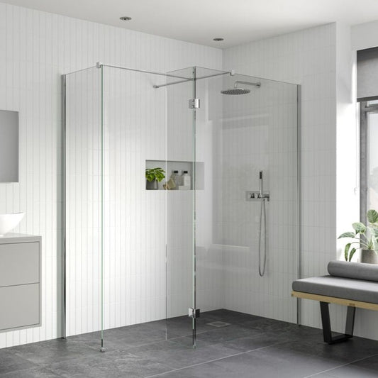 rosa 1000mm wetroom panel 300mm rotatable panel 500mm side panel support bar, Alessio, Chrome, Shower Enclosures, Walk In Shower Enclosures, 1