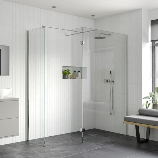 rosa 1000mm wetroom panel 300mm rotatable panel 900mm side panel support bar, Alessio, Chrome, Shower Enclosures, Walk In Shower Enclosures, 1