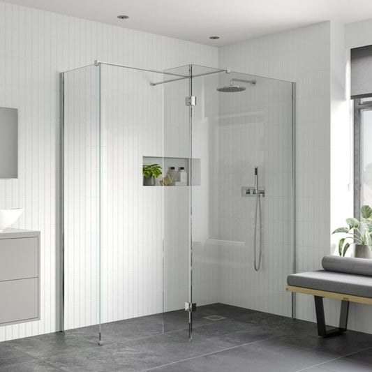 rosa 1200mm wetroom panel 300mm rotatable panel 800mm side panel support bar, Alessio, Chrome, Shower Enclosures, Walk In Shower Enclosures, 1