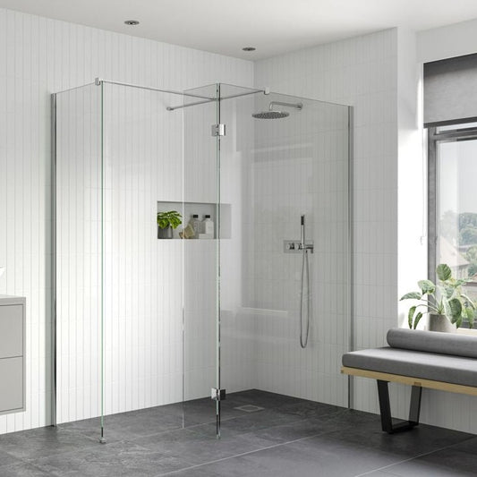 rosa 1200mm wetroom panel 300mm rotatable panel 500mm side panel support bar, Alessio, Chrome, Shower Enclosures, Walk In Shower Enclosures, 1