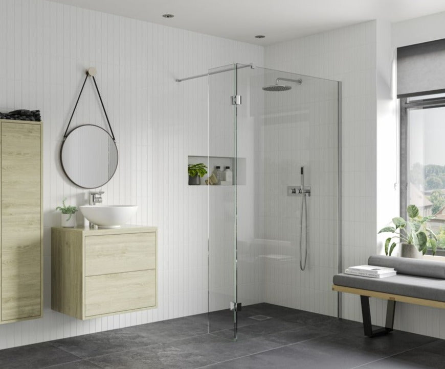Rosa 1000mm Wetroom Panel, 300mm Rotatable Panel, 900mm Side Panel & Support Bar