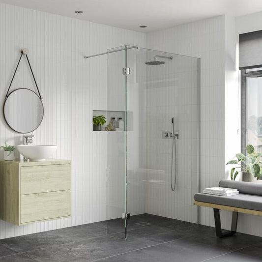 Rosa 700mm Wetroom Panel With 300mm Rotatable Panel & Support Bar