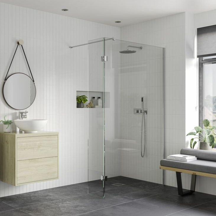 Rosa 800mm Wetroom Panel With 300mm Rotatable Panel & Support Bar