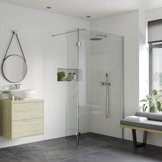 rosa 1000mm wetroom panel with 300mm rotatable panel support bar, Alessio, Chrome, Shower Enclosures, Walk In Shower Enclosures, 1