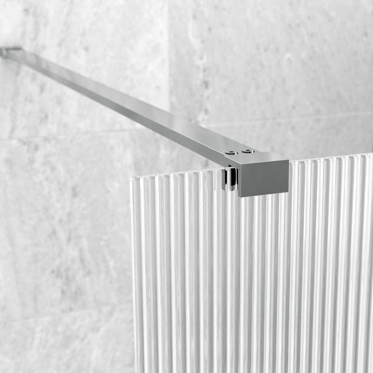 Rosa 1200mm Fluted Wetroom Shower Panel & Support Bar - Chrome