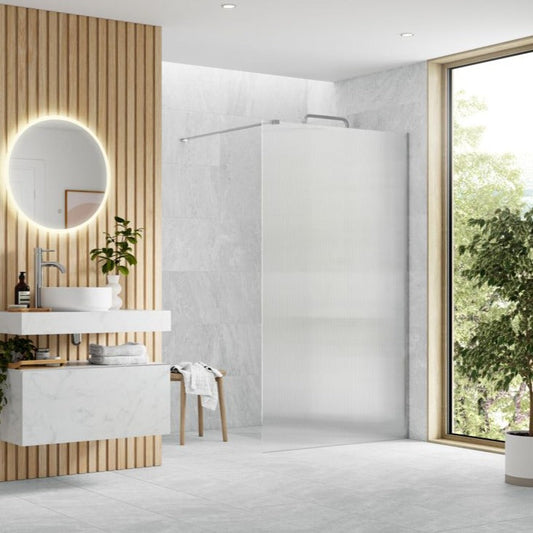 rosa 900mm fluted wetroom shower panel support bar chrome, Alessio, Chrome, Shower Enclosures, Walk In Shower Enclosures, 1