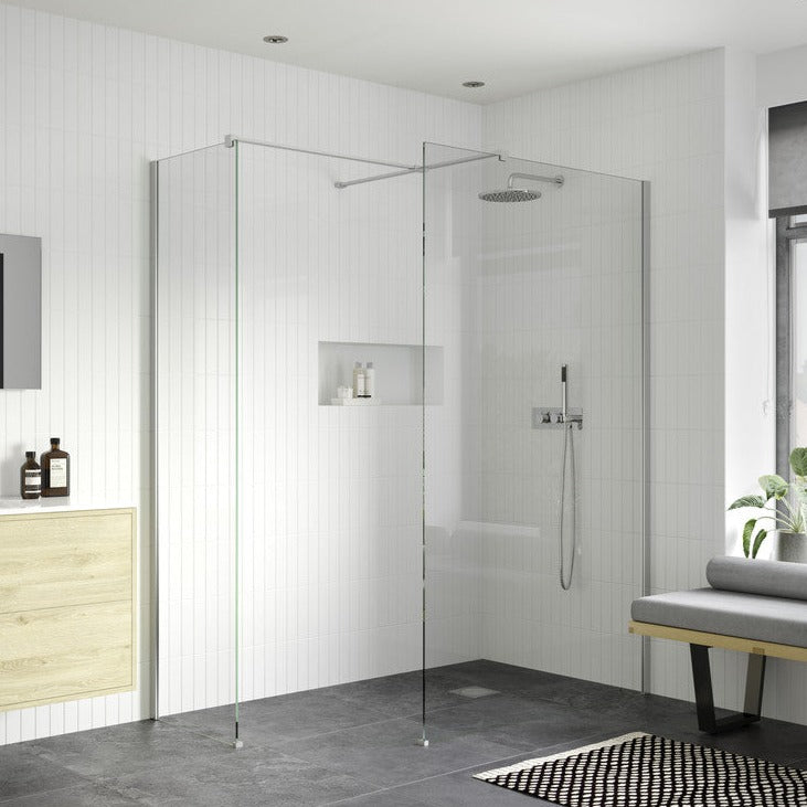 Rosa 1200mm Wetroom Panel With 800mm Side Panel & Support Bar