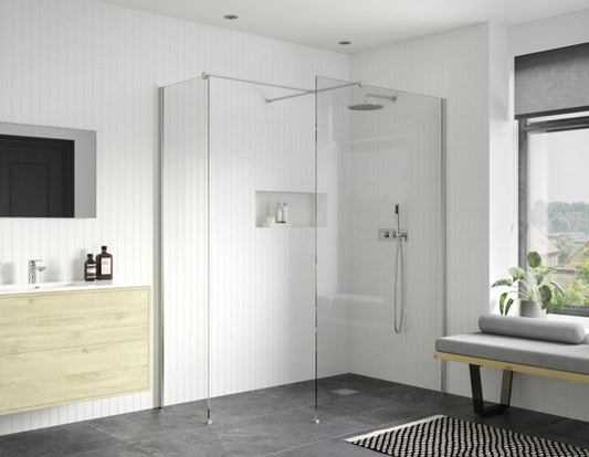 Rosa 1000mm Wetroom Panel With 800mm Side Panel & Support Bar