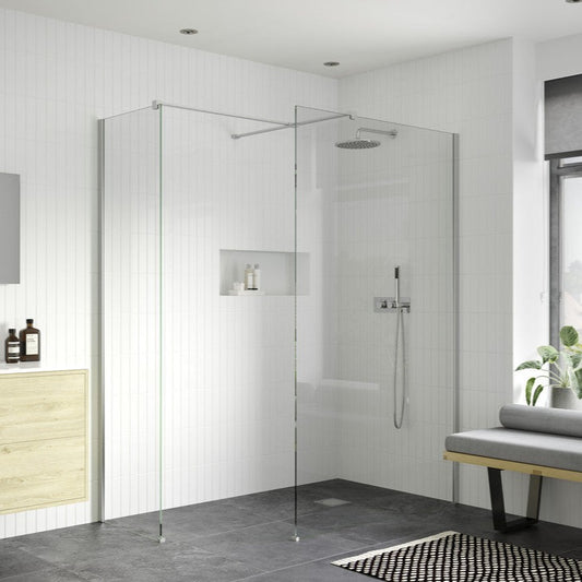 Rosa 900mm Wetroom Panel With 800mm Side Panel & Support Bar