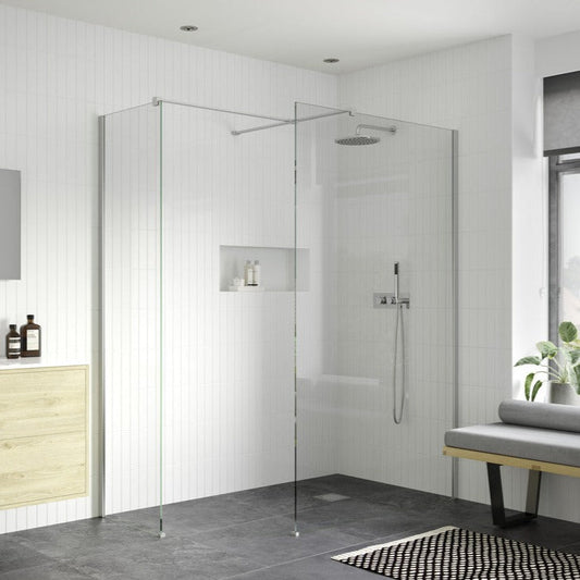 rosa 700mm wetroom panel with 500mm side panel support bar, Alessio, chrome, Shower Enclosures, Walk In Shower Enclosures, 1