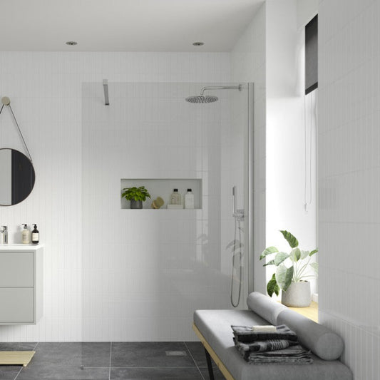 rosa 900mm wetroom panel support bar, Alessio, Chrome, Shower Enclosures, Walk In Shower Enclosures, 1