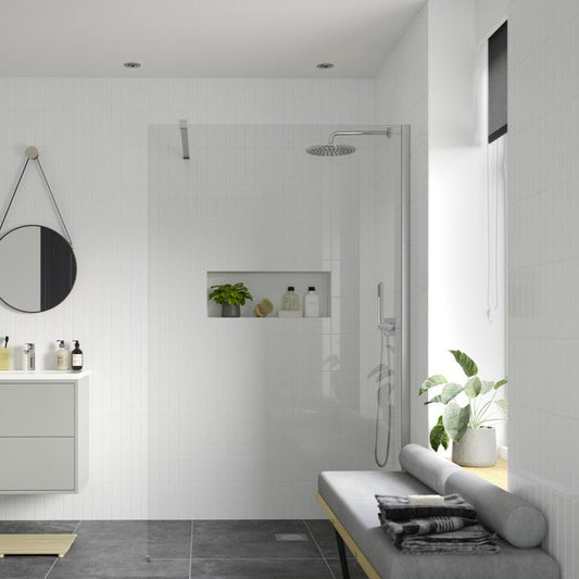 rosa 500mm wetroom panel support bar, Alessio, Chrome, Shower Enclosures, Walk In Shower Enclosures, 1