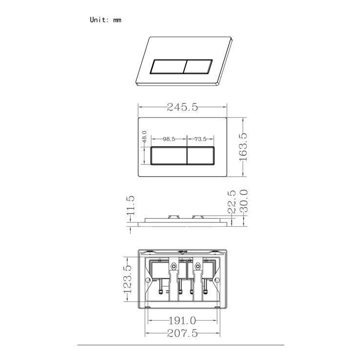 Alessio Rectangle Push Button Flush Plate - White