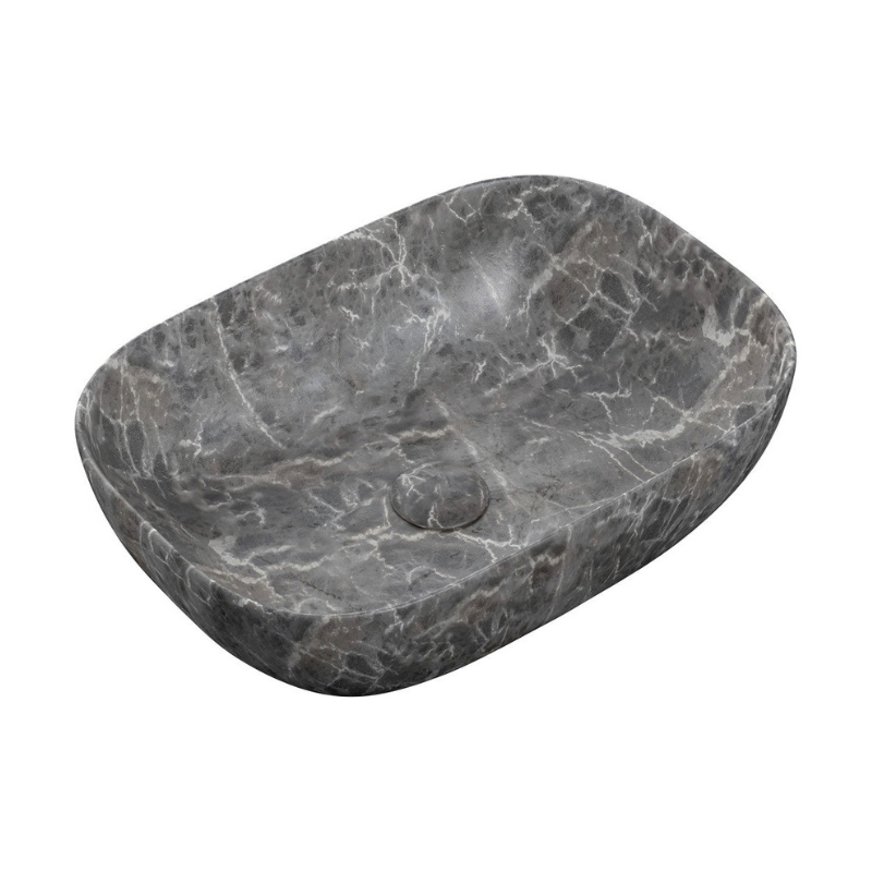 rome grey marble effect ceramic washbowl 460x330mm, Alessio, Basins, Counter Top Bowl, 1
