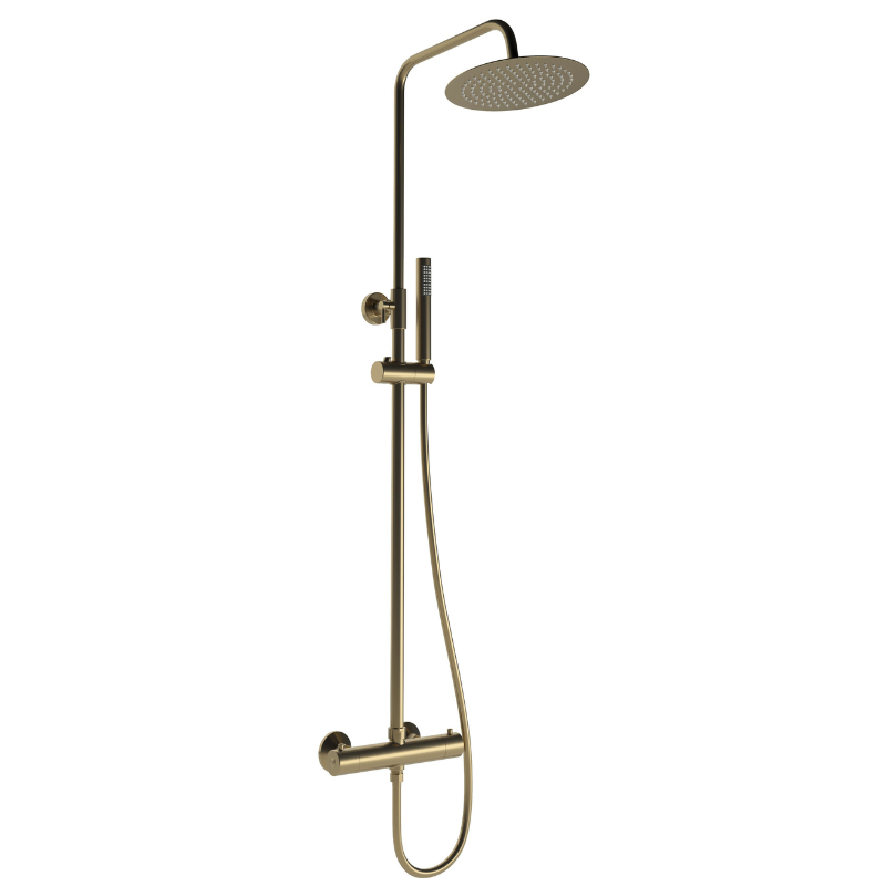 Round Thermostatic Bar Mixer Shower - Brushed Bronze