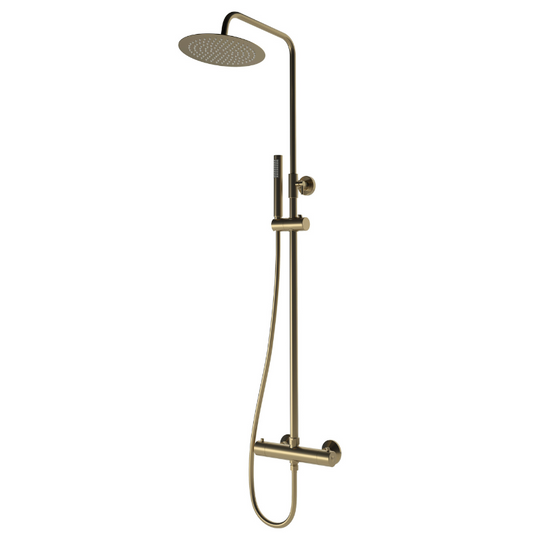 Round Thermostatic Bar Mixer Shower - Brushed Bronze