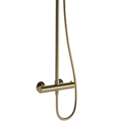 Round Thermostatic Bar Mixer Shower - Brushed Bronze