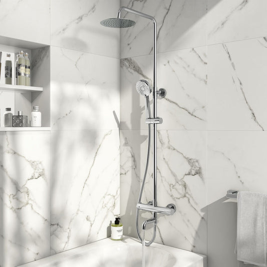 solar round rigid riser shower with bath filler, Scudo, Mixer Showers, Showers, 1
