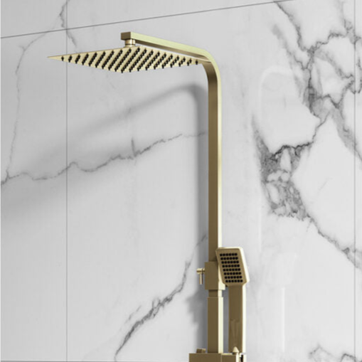 Elliot Brushed Brass Square Rigid Riser Shower