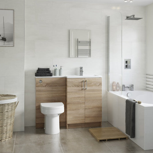 valeria 1100mm combination toilet basin unit rh oak chrome handles, Alessio, Bathroom Cabinet, 1