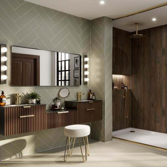 Multipanel Panel Sage Green Herringbone Tile Effect Shower Panel