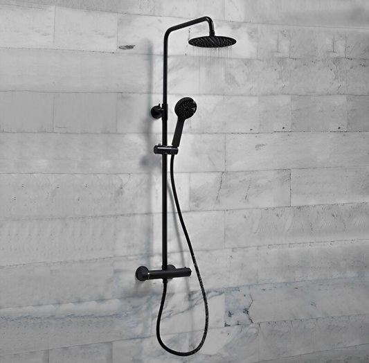 middleton black round rigid riser shower, Scudo, Mixer Showers, Showers, 1