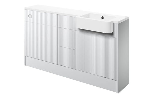 Anita 1542mm Basin, WC & 3 Drawer Unit Pack (RH) - Matt White