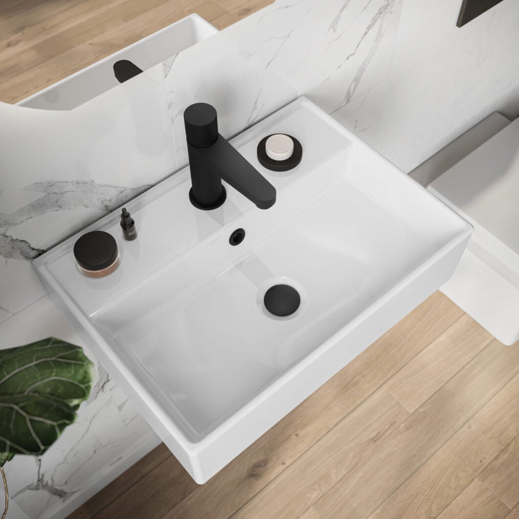 Scudo Countertop Wall Hung Basin 500x350x120 Gloss White