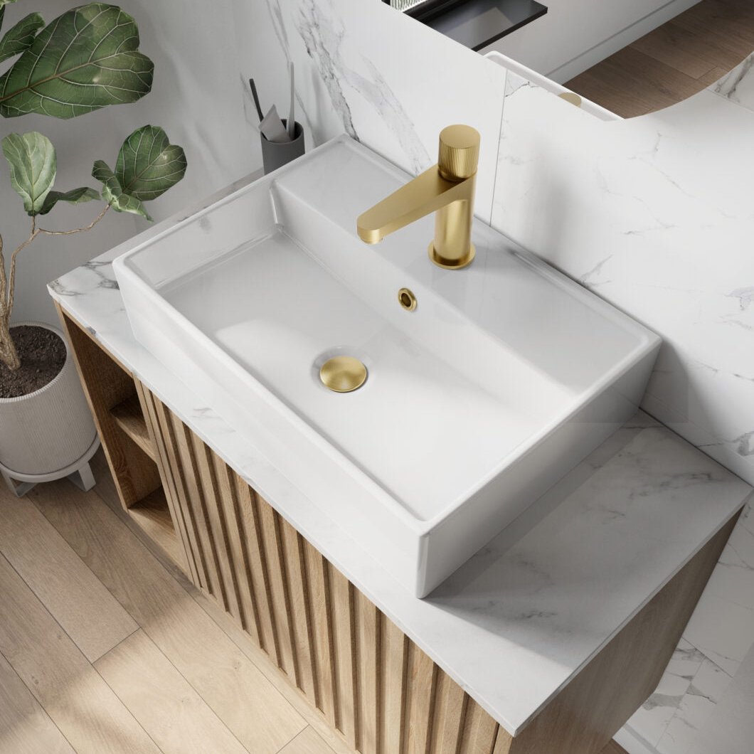 Scudo Countertop Wall Hung Basin 560x380x120 Gloss White