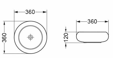 Scudo Countertop Basin 360x360x120 MBlack