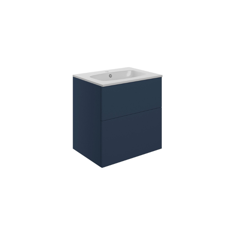 valente 610mm wall hung 2 drawer basin unit basin matt deep blue, Alessio, Wall Hung Vanity Unit, 3