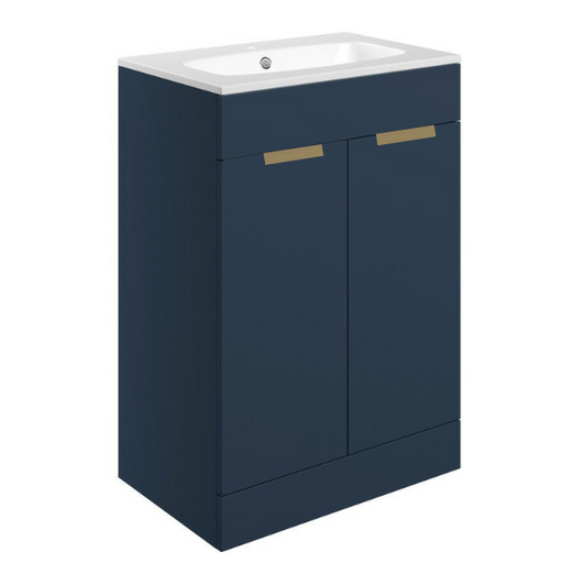 valente 615mm floor standing 2 door basin unit basin matt deep blue, Alessio, Sink Vanity Unit, Basin Unit, 1