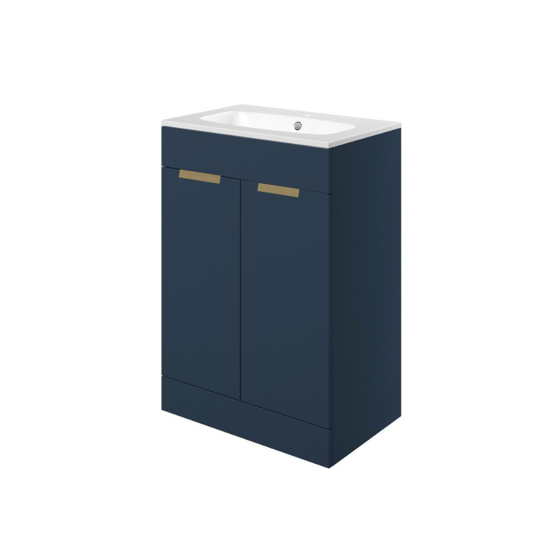 valente 615mm floor standing 2 door basin unit basin matt deep blue, Alessio, Sink Vanity Unit, Basin Unit, 3
