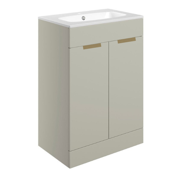 valente 615mm floor standing 2 door basin unit basin matt olive green, Alessio, Sink Vanity Unit, Basin Unit, 1