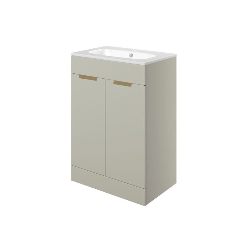 valente 615mm floor standing 2 door basin unit basin matt olive green, Alessio, Sink Vanity Unit, Basin Unit, 3
