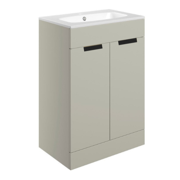 valente 615mm floor standing 2 door basin unit basin matt latte, Alessio, Sink Vanity Unit, Basin Unit, 1