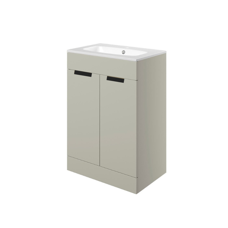 valente 615mm floor standing 2 door basin unit basin matt latte, Alessio, Sink Vanity Unit, Basin Unit, 3