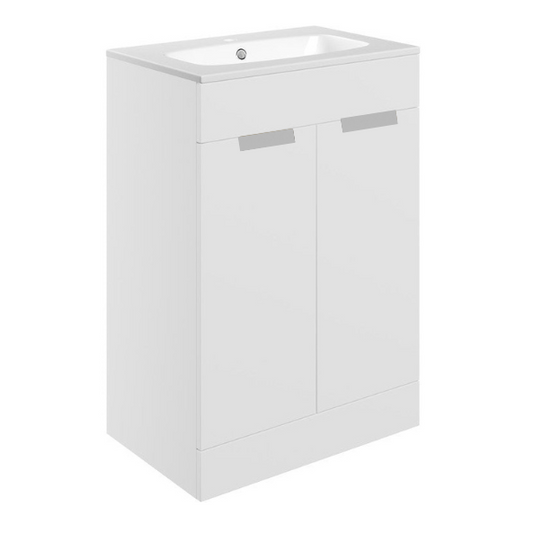 valente 615mm floor standing 2 door basin unit basin matt white, Alessio, Sink Vanity Unit, Basin Unit, 1