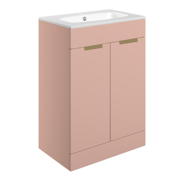valente 615mm floor standing 2 door basin unit basin matt antique rose, Alessio, Sink Vanity Unit, Basin Unit, 1